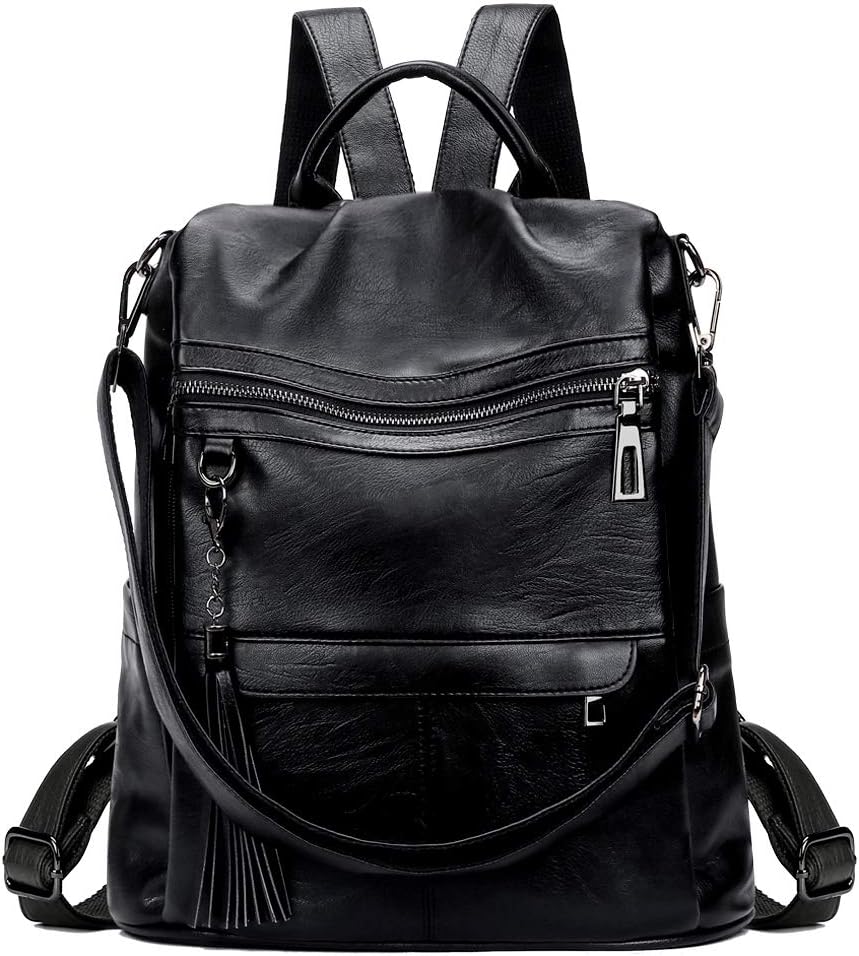 Grå ryggsäck läder skinn med enkel och stilren look