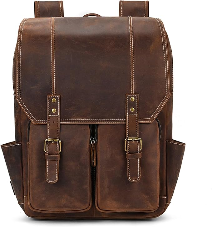 Äkta skinn ryggsäck i mörkbrunt läder för vardagsbruk – ryggsackshop.com