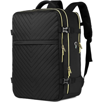 Svart ryggsäck med laptopfack för damer, vattentålig och rymlig