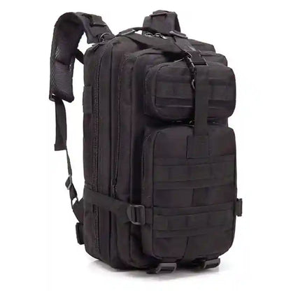 Svart varsel ryggsäck med flera fack framifrån