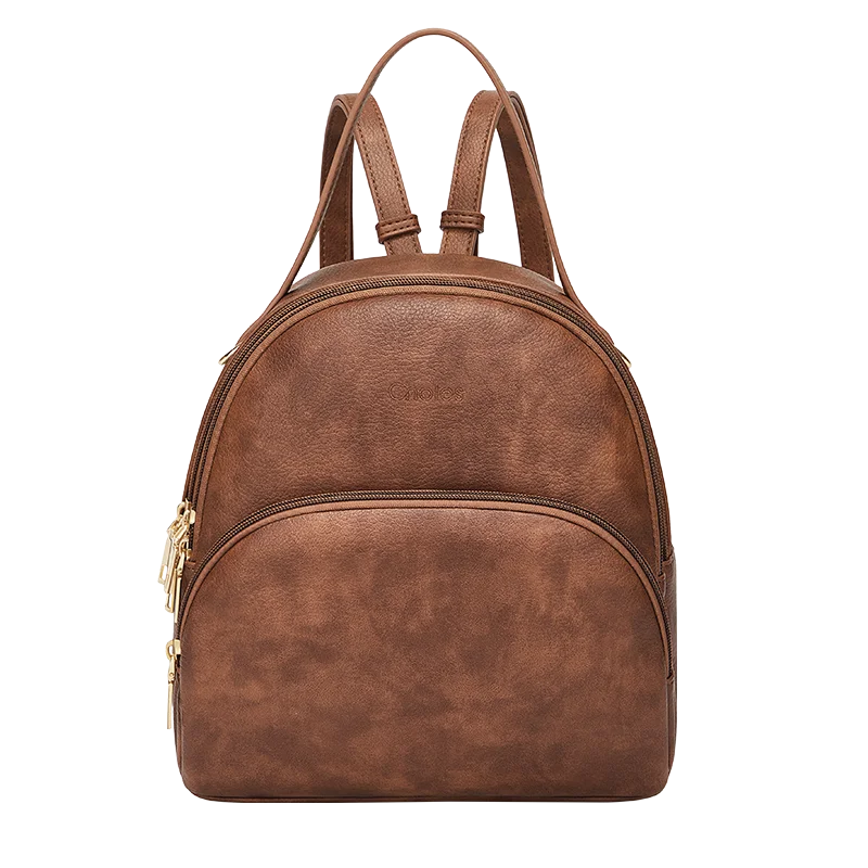  Elegant brun läderryggsäck för kvinnor, bekväm att bära hela dagen