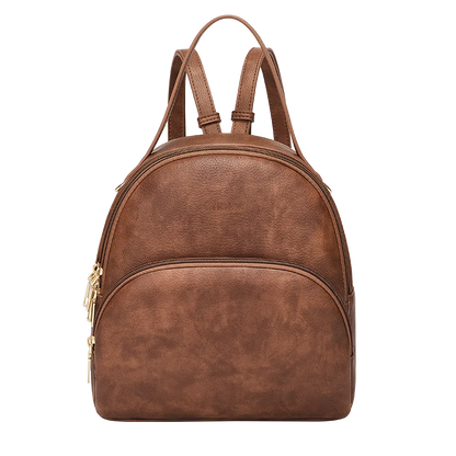  Elegant brun läderryggsäck för kvinnor, bekväm att bära hela dagen
