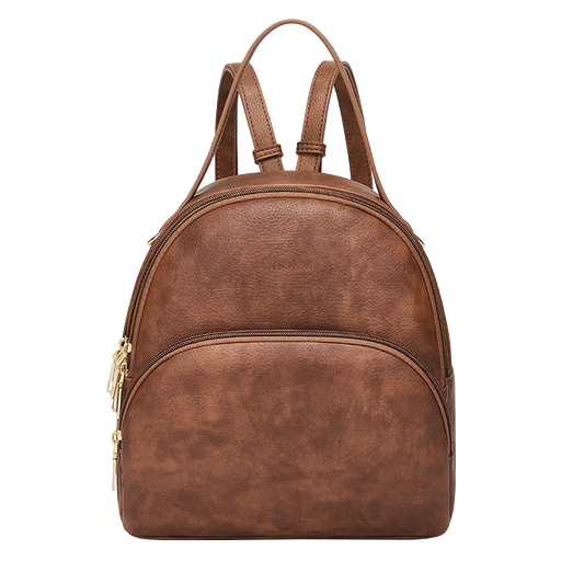  Elegant brun läderryggsäck för kvinnor, bekväm att bära hela dagen