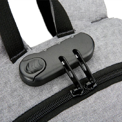 Närbild på låsfunktion för ökad säkerhet i tjuvsäker ryggsäck
