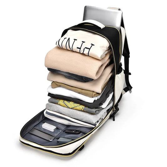 Reseryggsäck 40 liter med flera fack för kläder, laptop och researtiklar