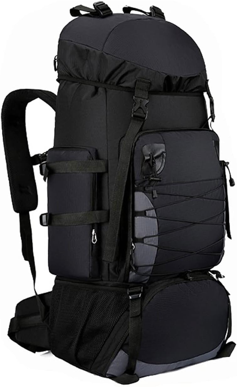 Svart reseryggsäck 60 L med bekväma axelremmar och vattenresistent material