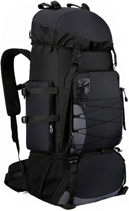 Svart reseryggsäck 60 L med bekväma axelremmar och vattenresistent material