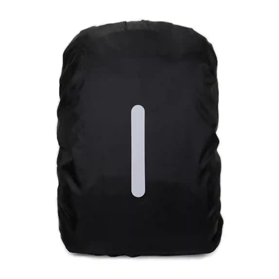 Svart varsel ryggsäck med vertikal reflexremsa för synlighet i mörker