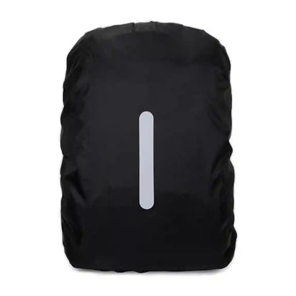 Svart varsel ryggsäck med vertikal reflexremsa för synlighet i mörker