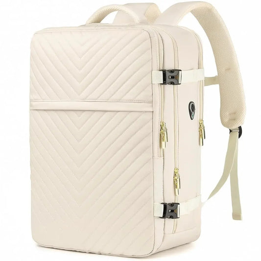 Vit damryggsäck med laptopfack, praktisk och trendig